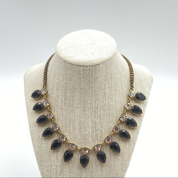 J. Crew Striking Black & Rhinestone Gold Necklace - Picture 3 of 5